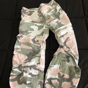 Pink camo cargo pants